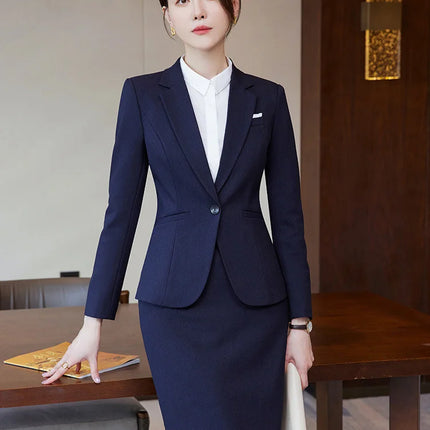Novelty Wine Red Formal Women Business Suits with Skirt and Jackets Coat Ladies Office Professional Blazers Spring OL Styles