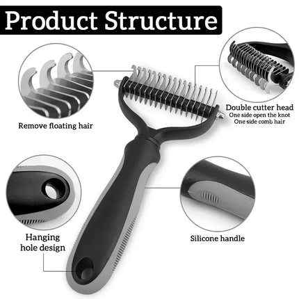 Cat Hair Removal Comb Dog Hair Removal Brush Stainless Steel Double Sided Pet Grooming Brush Removing Tangles Cat - product i