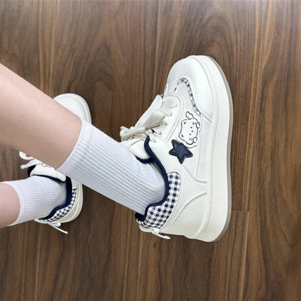 Women's Casual Flat Shoes - Cartoon Decor, Comfortable Breathable Sneakers, Lightweight Summer Campus Shoes for Daily Wear