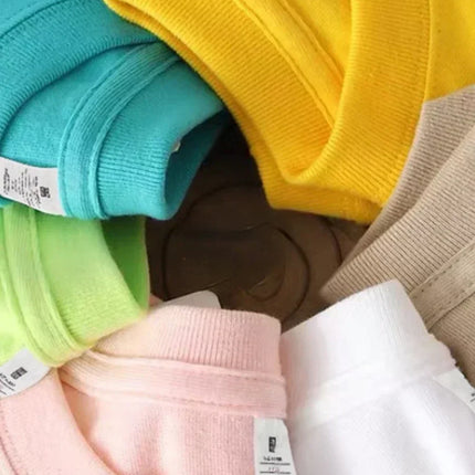 Summer 100% Cotton T-shirt Bottoming Basic Fashionable Solid Short Sleeve Loose Tops Shirts 230g/㎡ Tops