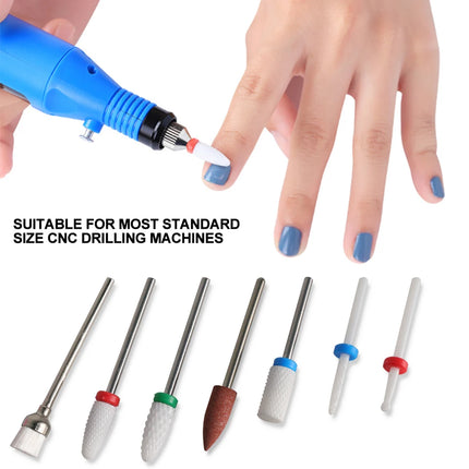 7 Pcs Tungsten Carbide Ceramic Nail Drill Bits For Manicure Removing Gel Varnish Nail Drill Bit Kits Accessories Engraving Tools