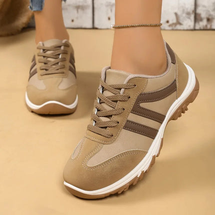 Women's Lace-up Sneakers Autumn Casual Comfortable Flat Shoes 2026 Fashionable Breathable Outdoor Womens Walking Shoes Plus Size