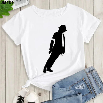 Michael Jackson Graphic Printed Tshirt Harajuku Rock Fashion Casual Short Sleeve Crew Neck Plus Size T Shirt Women