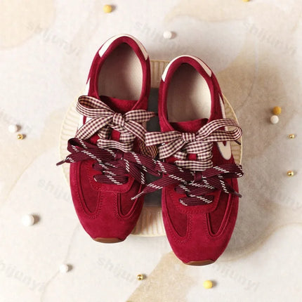 Woman Casual Sport Shoes Fashion Double Lace Up Height Increase Flat Shoes Spring New Outdoor Trendy Versatile Non Slip Sneakers