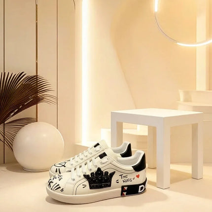 Designer Leather Sneakers Fashion Unisex Casual Platform Casual Comfort Flats Brand Women Outdoor Sport Diamonds White Shoes