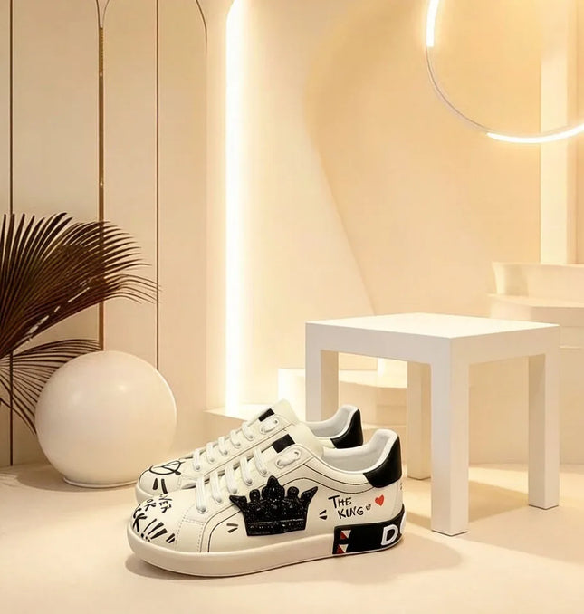 Designer Leather Sneakers Fashion Unisex Casual Platform Casual Comfort Flats Brand Women Outdoor Sport Diamonds White Shoes