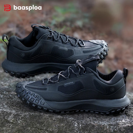 Baasploa Men Hiking Shoes Comfort Soft Waterproof Male Trekking Sneakers Fashion Resistant Non-slip Outdoor Climbing Shoes