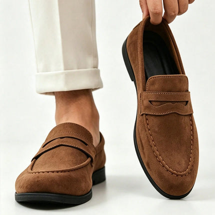 New Classics Suede Men's Shoes Slip On Loafers Preppy Soft Breathable Flats Non Slip Daily Fashion Casual Outdoor Sneakers