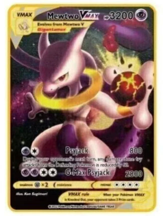 999999 Points HP Pokemon Metal Card Charizard Golden Metal Super Cards English Card Mewtwo Vmax Mega Anime Game Collection Gifts