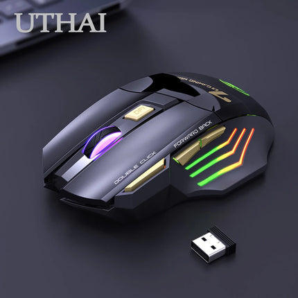 UTHAI GW-X7 Laptop Accessories 7-Key Double Tap Free 2.4G Silent Rechargeable Colorful Breathing Light Wireless Gaming Mouse
