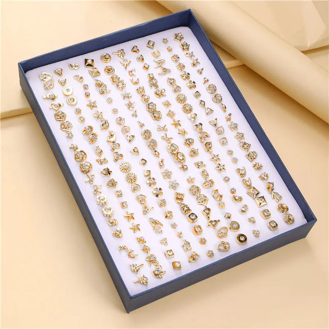 100 Pair/Lot Small Mini Stud Earring Set For Girl Love Star Animal Geometric Random Female Wedding Party - product image 8