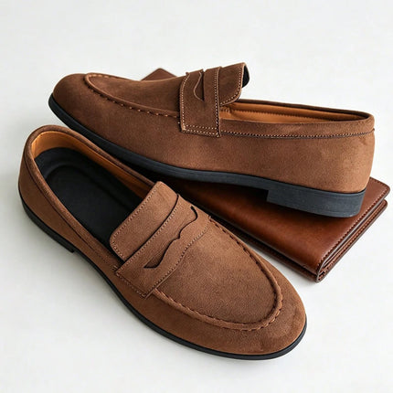 New Classics Suede Men's Shoes Slip On Loafers Preppy Soft Breathable Flats Non Slip Daily Fashion Casual Outdoor Sneakers