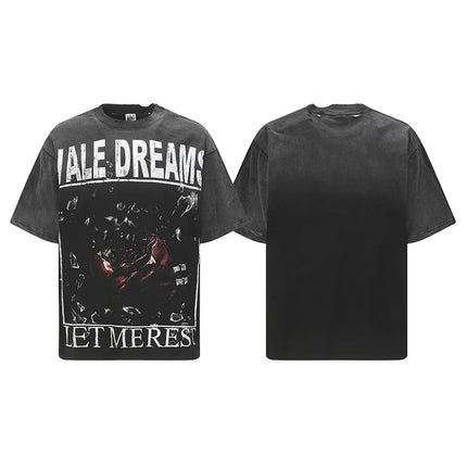 Sport Speech  Washed Hand Worn   T SHIRT Good Quality Fashion Men Summer Style Women Vintage T Shirt Tee
