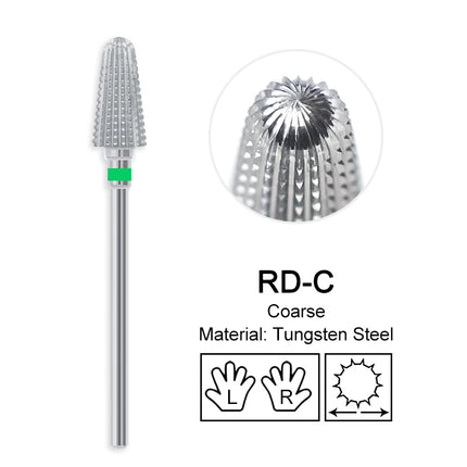 5 In 1 Carbide Nail Drill Bits Dual Rotation Volcano Tornado Milling Cutter Nails Polishing Gel Remover Manicure Tools 3/32"