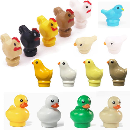 MOC Animal Scene Building Blocks Cats Dogs Sheep Pigs Chickens Eagle Parrots Dolphin Zoo Fram Accessories DIY Toys Bricks T14