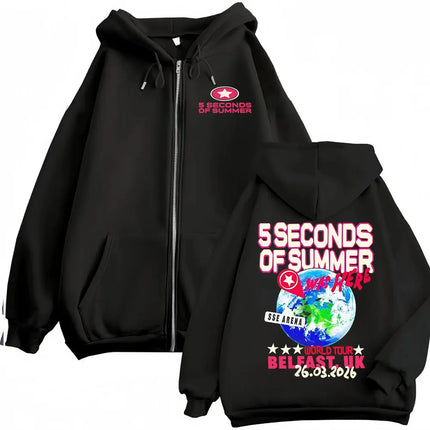 2026 5 Seconds of Summer Everyone's A Star World Tour Zip Up Hoodies Men Women Harajuku Hip Hop Gothic Jacket Sweatshirt Hoodie