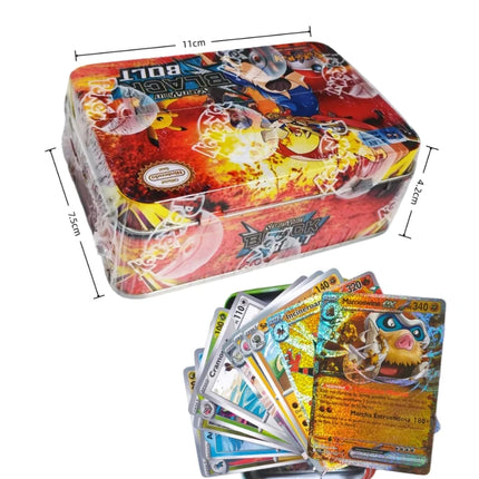 Pokemon Card Tin Box Set 42PCS Black Bolt White Flare Mega Evolution Game Anime Bank Cards for Children Collection Gift Kids Toy