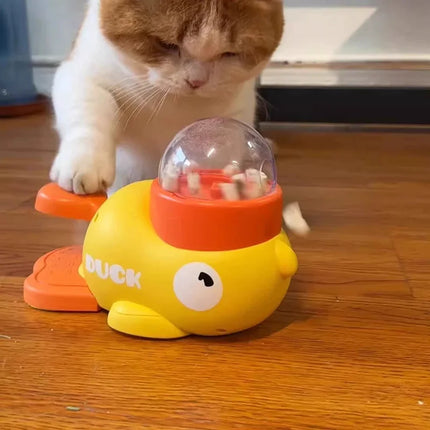 Yellow Duck Pet Feeder Interactive Toy For Cats Dogs Automatic Food Dispenser Training Device Funny Puzzle Slow Feeding Tool