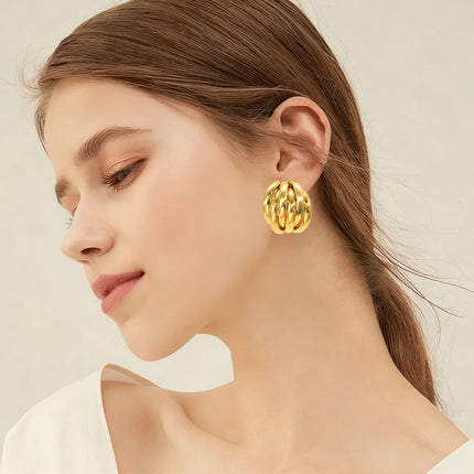 YTJX 2026 New Goth Multi Layer Earrings Textured Intersecting Knot Earrings For Women C-Shaped Earrings Fashion Office Jewelry