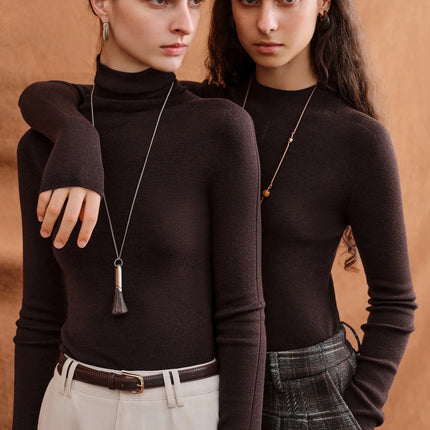 Premium Series German Biella Wool Autumn Super Fine Washable Seamless One-Piece Mock Neck Thermal Base Layer