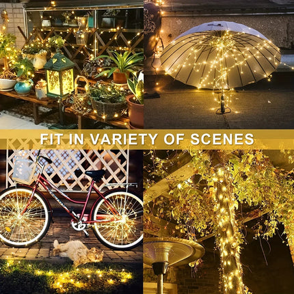 Outdoor LED Solar Fairy String Lights Waterproof Garden Decoration Garland 8Modes Copper Wire Light For Street Patio Christmas