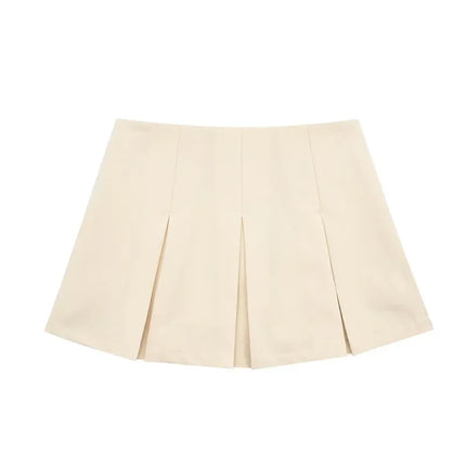 2025 New High Waisted Pleated Skirt Women Fashion Streetwear Side Zipper Mini Skirts Woman Casual All-Match Basic A-Line Skirts