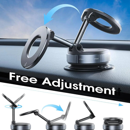 Folding Strong Magnet Magnetic Phone Holder 360° Rotation Desk Car Vacuum Suction Windshield Dashboard Mobile Holder