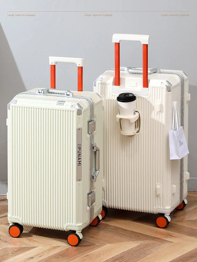 2026 New Aluminum Frame Luggage, Large Capacity Durable Trolley Suitcase for Men Women, Carry On Travel Suitcase