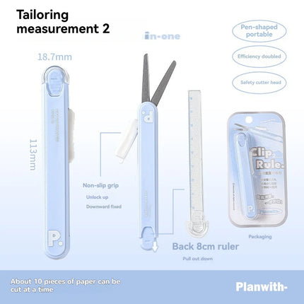1pc Mini Portable Scissors Paper Cutter Knife 2 In 1 Multifunctional Pocket Pen Shape Scrapbooking Carving Cutting - product