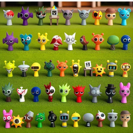 Hot New 48pcs/Set Mini Sprunki Action Figure Toy Cartoon Movie Sprunki Wenda Model Doll Figurines Kids Gift