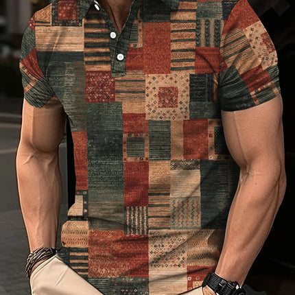 Fashion Harajuku Fitness Ropa Hombre Loose Casual Sportswear POLO Shirt Plaid Printing Button Short Sleeve Tee Shirts GYM Tops