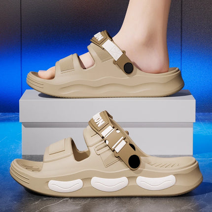 Men's Slippers Thick Sole Summer Beach Slides EVA Lightweight Open-toe Sandals For Men Non-slip Indoor Bathroom Home Shoes