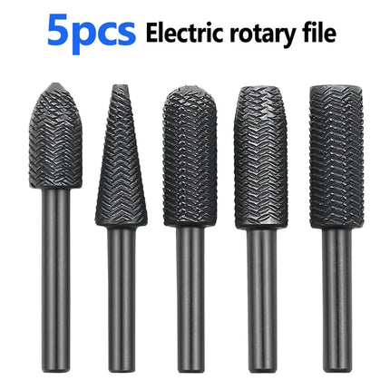 5Pcs Complete models Double Cut Rotary Rasp File Set 6mm Shank Super Hard Steel File For Woodworking Metal Grinding