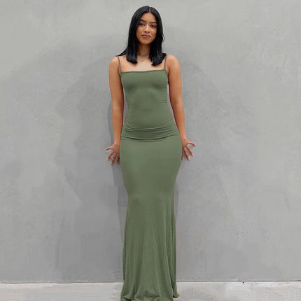Y2K summer casual style Japanese and Korean casual women's suspender style collarless dress dress
