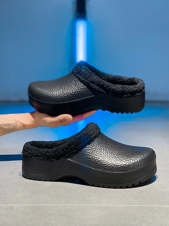 Fashion Winter Men's Warm Slippers Cotton Slippers Waterproof Indoor Outdoor Warm Shoes Men Bedroom - view 7