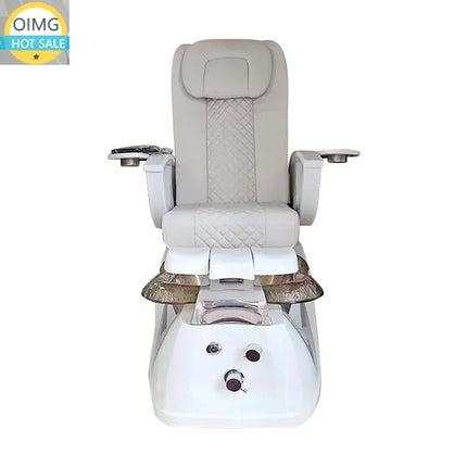 Customized Foreign Sofa Chair Manicure Foot Bath Gray Pedicure Chair with White Ceramic Basin