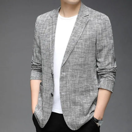 Korean Spring Men's Clothing Thin Style Turn Down Collar Single Breasted Minimalist Fashion Long Sleeve Loose Blazers Jacket Top