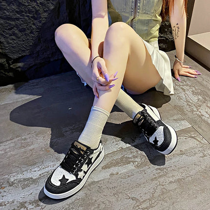 Summer Women's Sneakers New Star Thick Bottom Flat Patchwork Color Ladies Casual Shoes Fashion Anti-slip Women Vulcanize Shoes