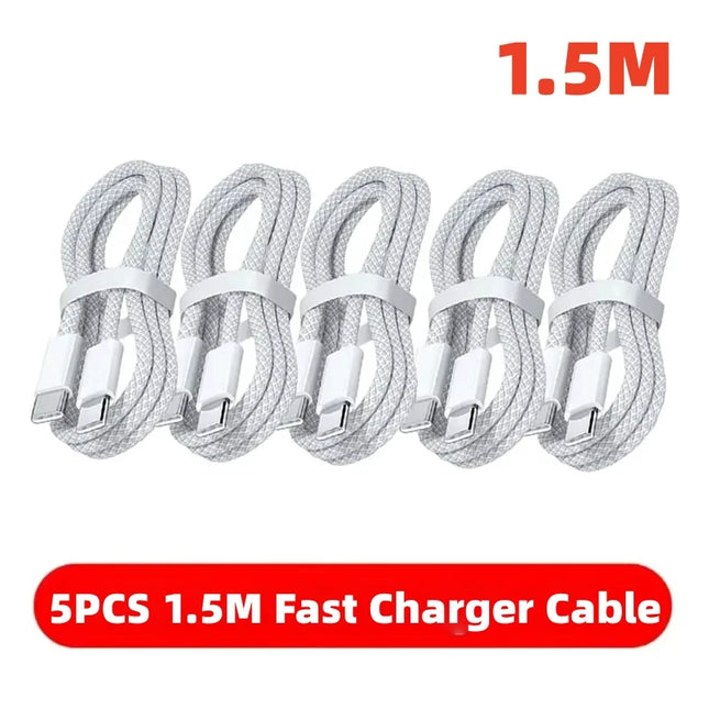 5er-Pack USB C auf USB C Kabel, 100W Schnellladekabel, unterstützt schnelles Laden für iPhone 16 15 17 Samsung Xiaomi Huawei usw.