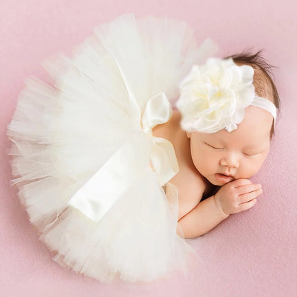 Cute Princess Newborn Outfit Infant Suit Headband Set Tutu Skirt Baby Girl Summer Dress Costume Photography Props Accessories-HD