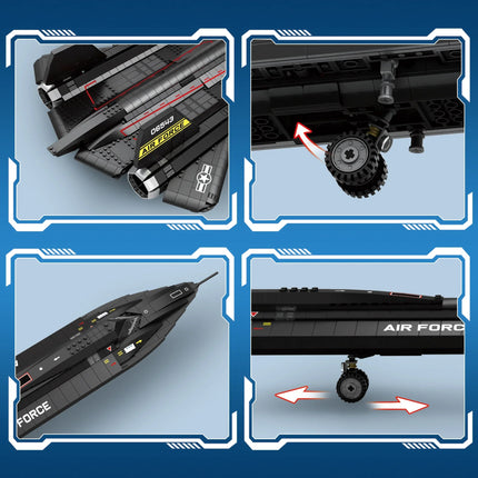 1733PCS SR-71 Blackbird Fighter Building Blocks Military Aircraft Model Bricks Set Collection Display Kids Toys Holiday Gifts