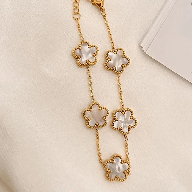 1pc Luxury Five Leaf Flower Pendant Necklace Jewelry Earrings for Women, Fashion Stainless Steel Clover - product image 7