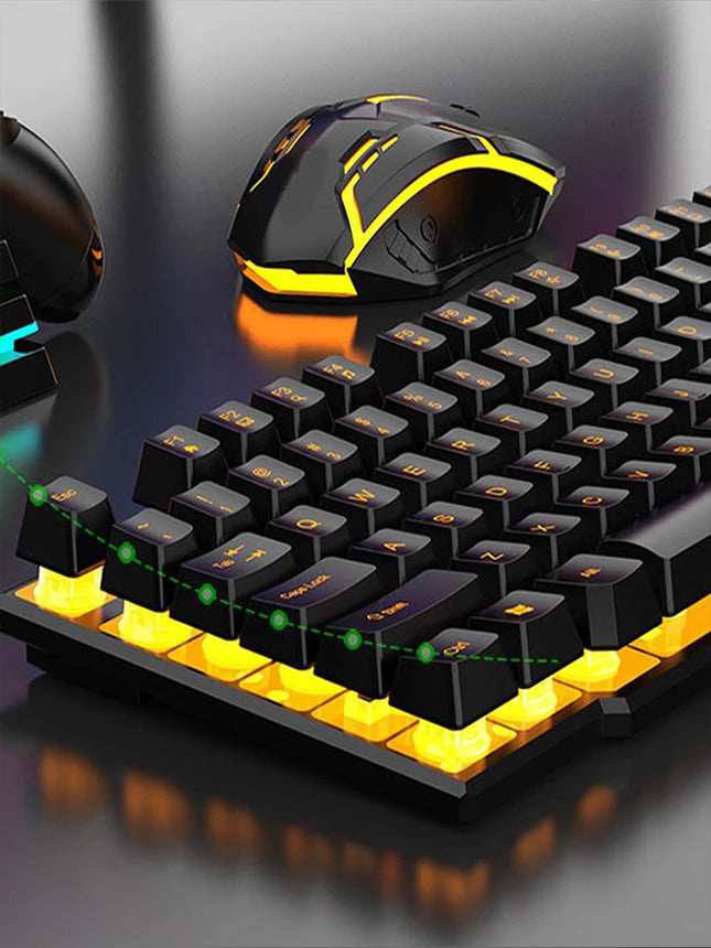 Colorful And Dazzlingly Glowing Gaming Mechanical Wired Keyboard And Mouse Set, Suitable For Desktop Computers And - product