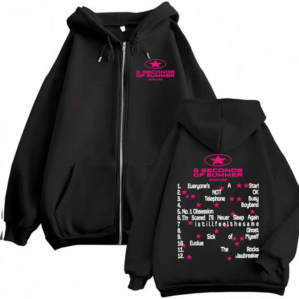 2026 5 Seconds of Summer Everyone's A Star World Tour Zip Up Hoodies Men Women Harajuku Hip Hop Gothic Jacket Sweatshirt Hoodie