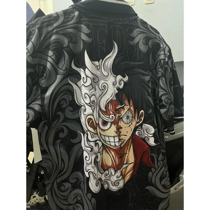 Summer Breathable One Piece Luffy Gear 5 3D Full Print Jersey Polo Shirt White Grey Streetwear Unisex Top