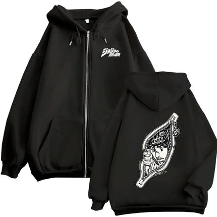 Anime Jojo Bizarre Adventure Bruno Bucciarati Zipper Hoodie Men Women Fleece Cotton Zip Up Sweatshirt Manga Funny Zip Up Jacket