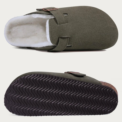 KIDMI Suede Clogs for Women Men Mules Cork Footbed Sandals With Arch Support Fashion Nonslip Outdoor Beach Slippers Home Shoes