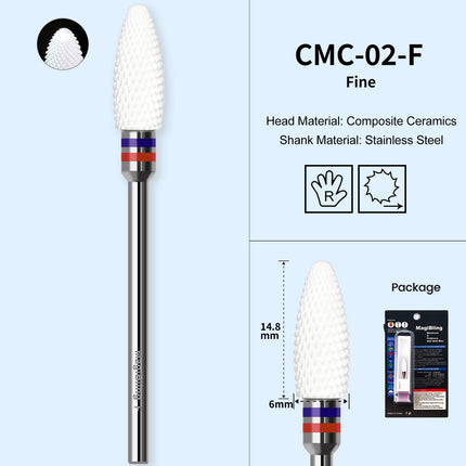 Flame Nail Drill Bits Composite Ceramics Milling Cutter Sharp Durable Bit for Efile Acrylic Nail Removal Manicure Salon Tools