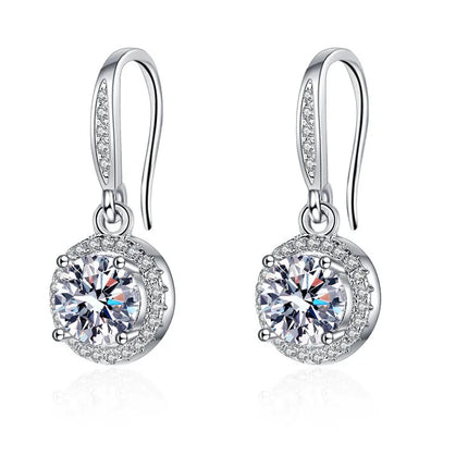 High-quality 925 Sterling Silver Crystal Fashion Circle Hoop Earrings for Woman Wedding Party Gift Street Versatile Jewelry