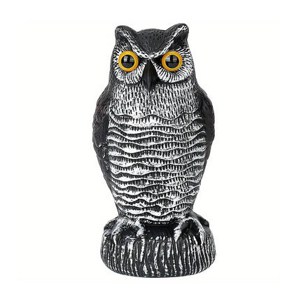 Realistic Solar Fake Owl Decoy Plastic Owl Scarecrow Sculpture with Red Flashing Eyes and Sound For Garden Yard Scare Birds